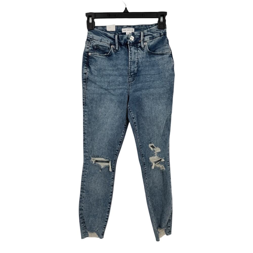 Good American Jeans Good Waist Crop blue size 0 25